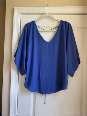 White House Black Market Royal Blue V-Neck Dolman Blouse